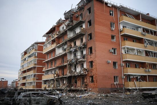 Последствия атаки БПЛА в ауле Новая Адыгея 