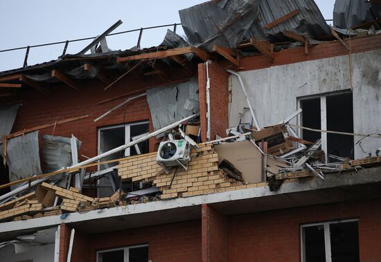 Последствия атаки БПЛА в ауле Новая Адыгея 