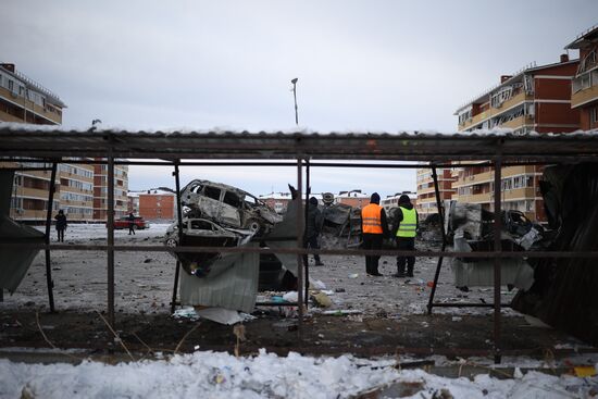 Последствия атаки БПЛА в ауле Новая Адыгея 