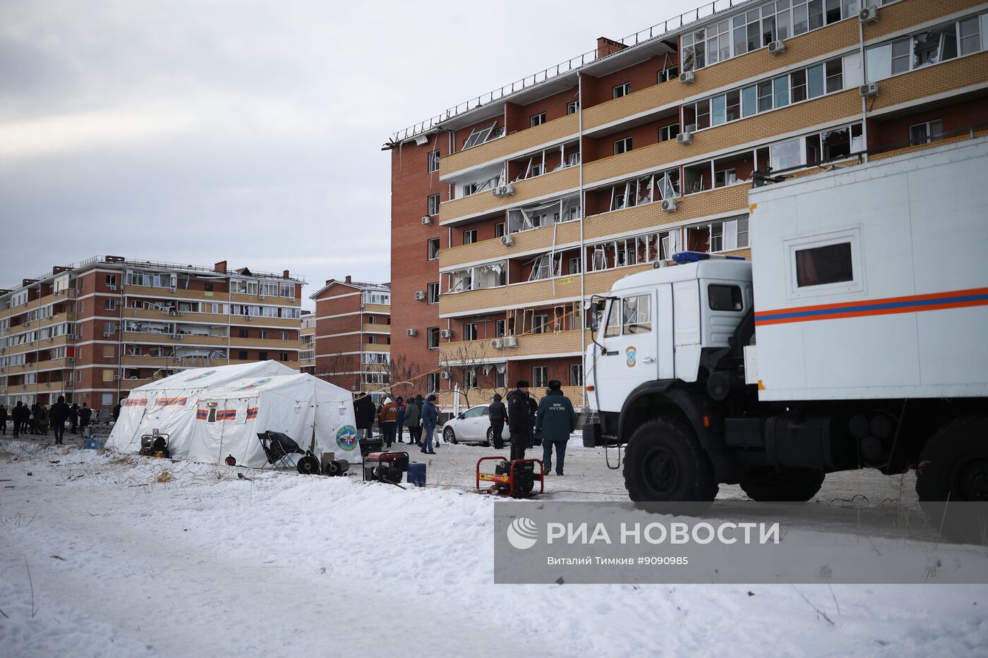 Последствия атаки БПЛА в ауле Новая Адыгея 