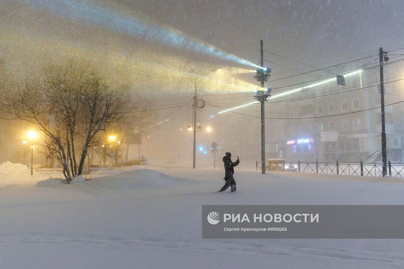 Снегопад в Южно-Сахалинске