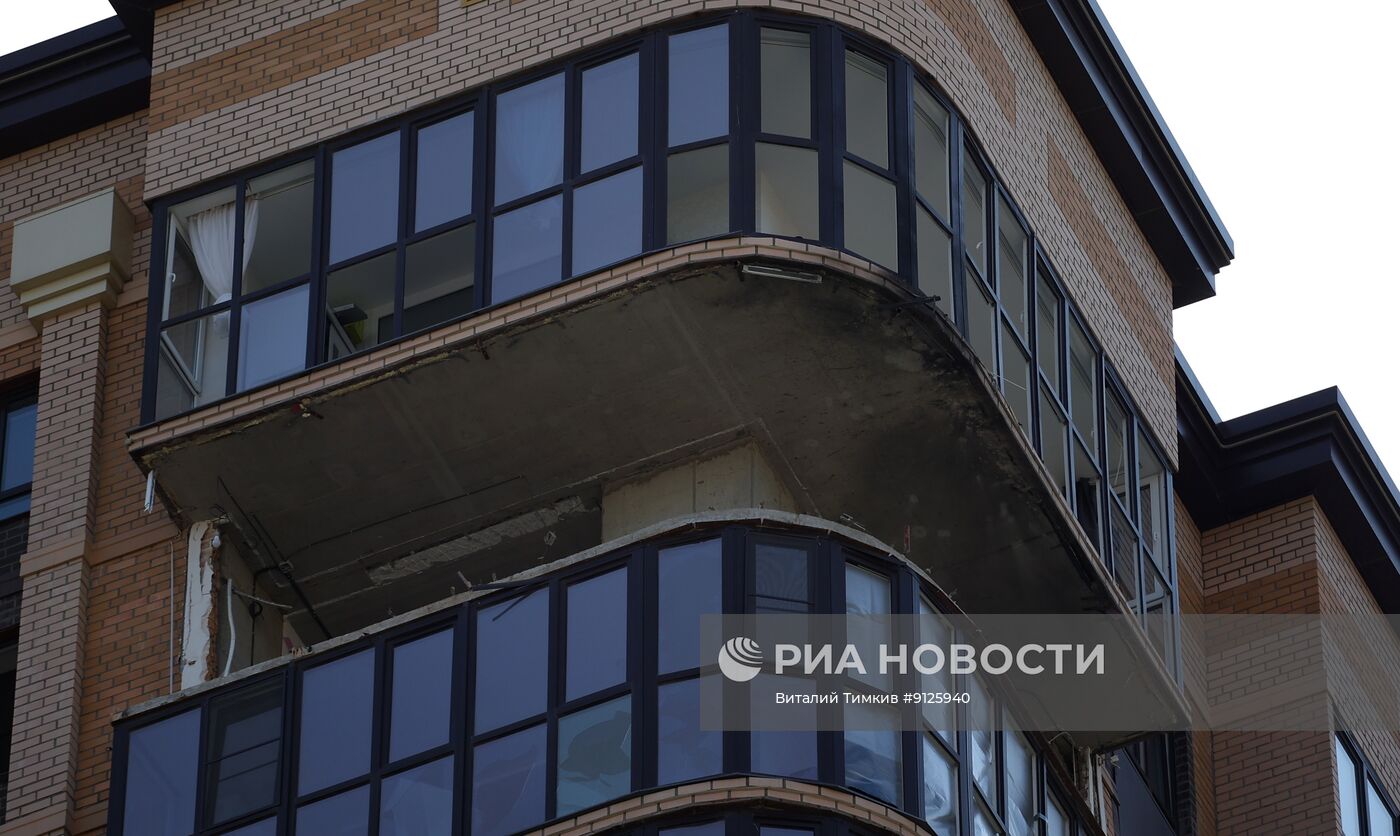 Последствия атаки беспилотников в Краснодаре