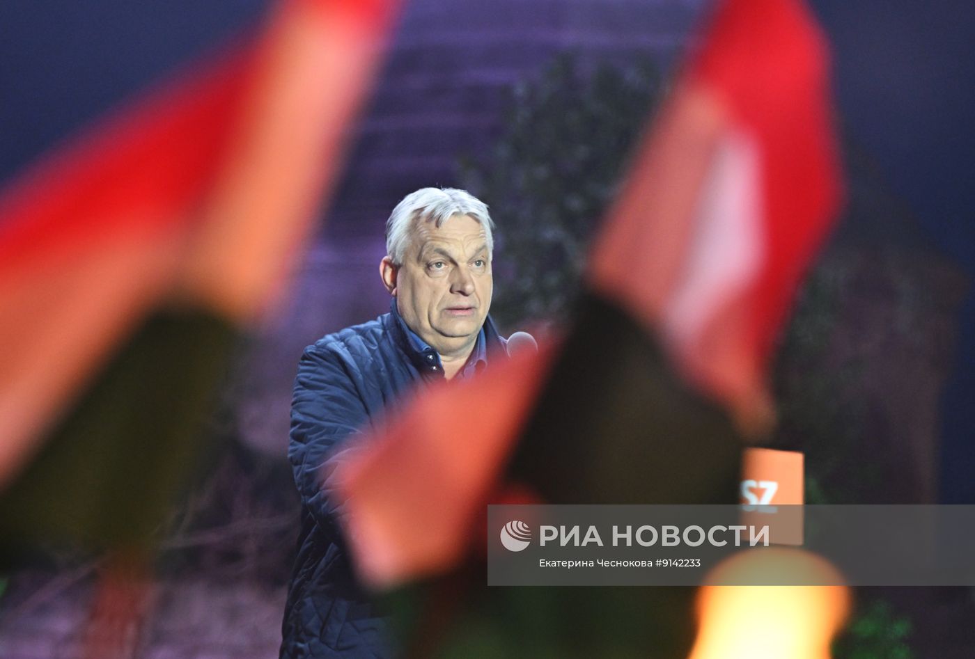 Митинг сторонников Виктора Орбана в Будапеште