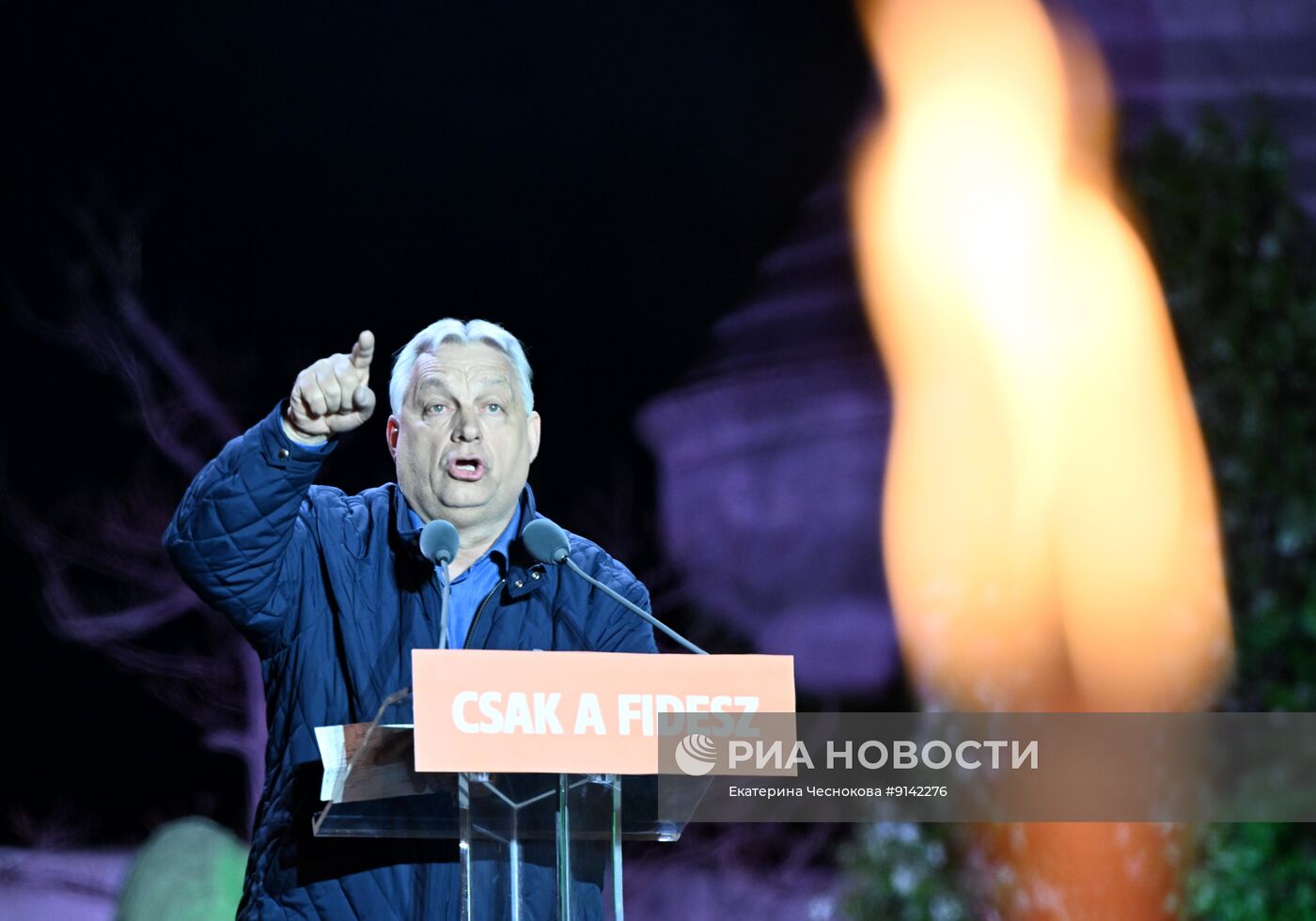 Митинг сторонников Виктора Орбана в Будапеште