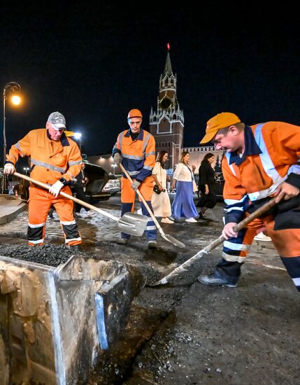 Дорожные работы в центре Москвы