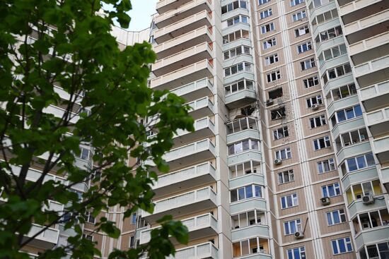 Последствия атаки БПЛА в Подмосковье