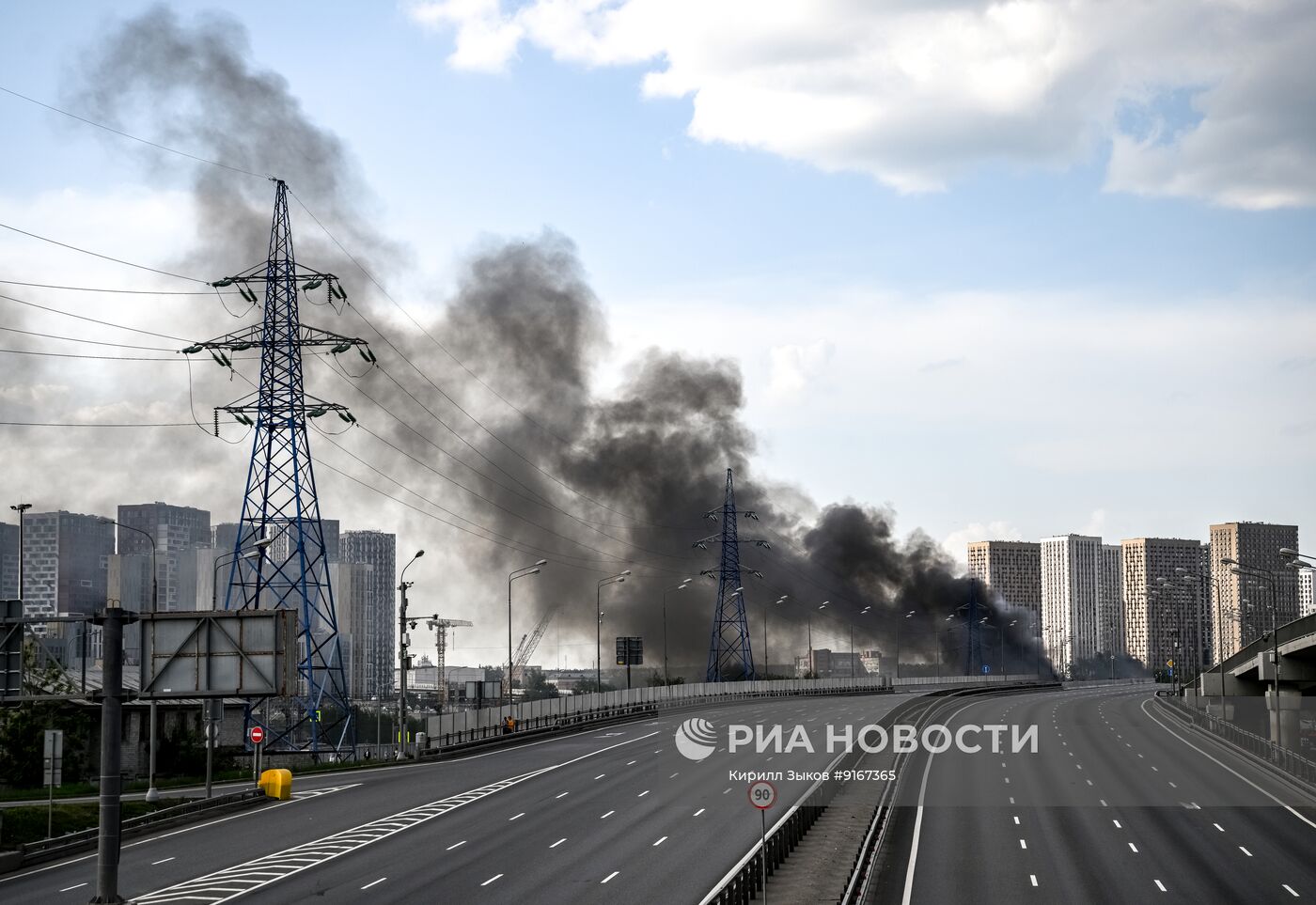 Пожар на стройплощадке на востоке Москвы
