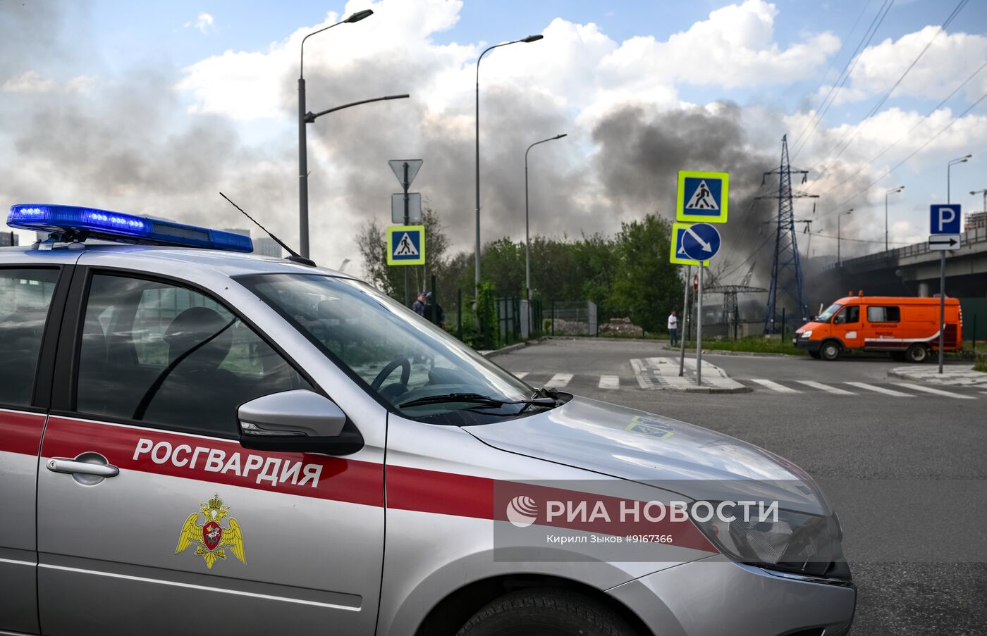 Пожар на стройплощадке на востоке Москвы