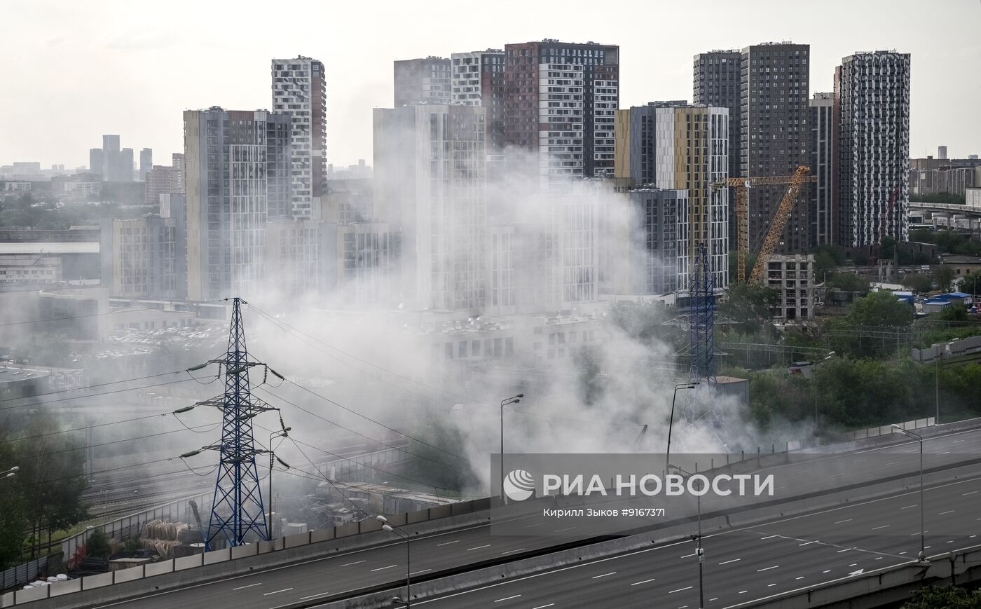 Пожар на стройплощадке на востоке Москвы