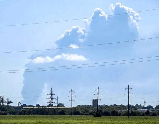 Пожар на нефтебазе на Кубани
