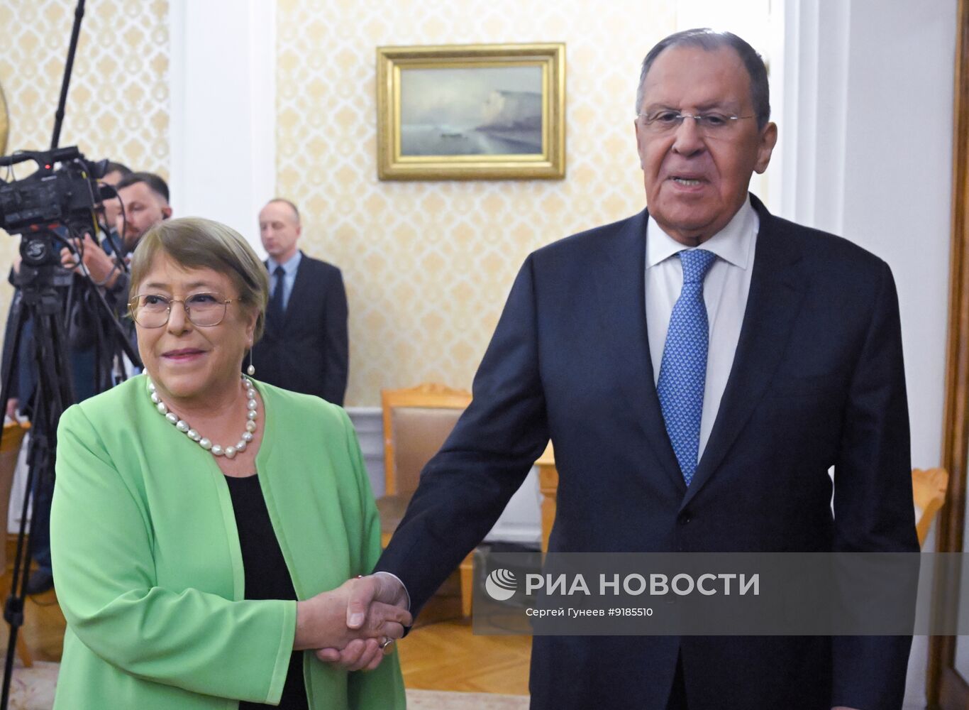 Встреча главы МИД РФ С. Лаврова с кандидатом на пост Генсекретаря ООН М. Бачелет
