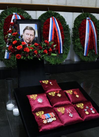 Прощание с бывшим министром обороны РФ Сергеем Ивановым в Москве