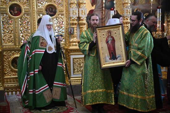 Патриаршее служение в Спасо-Преображенском соборе Валаамского монастыря