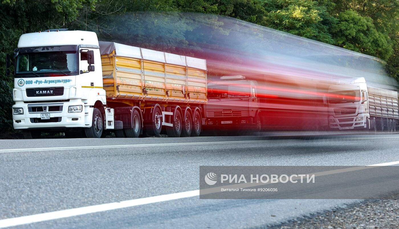 Стоянка зерновозов в Краснодарском крае
