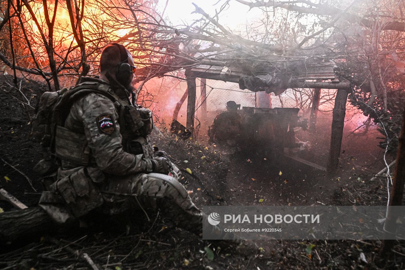 Боевая работа расчета гаубицы Д-30 спецназа "Ахмат" на Сумском направлении СВО