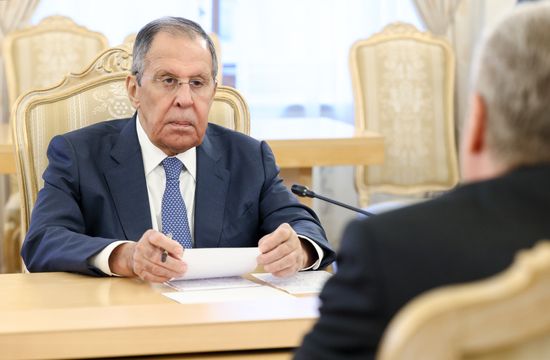 Встреча главы МИД РФ Сергея Лаврова и главы МИД Ливана Юсефа Раджи