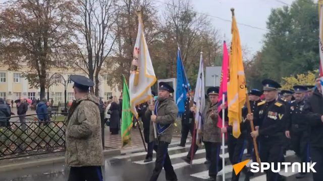 Колонна участников собрания в Тирасполе формируется